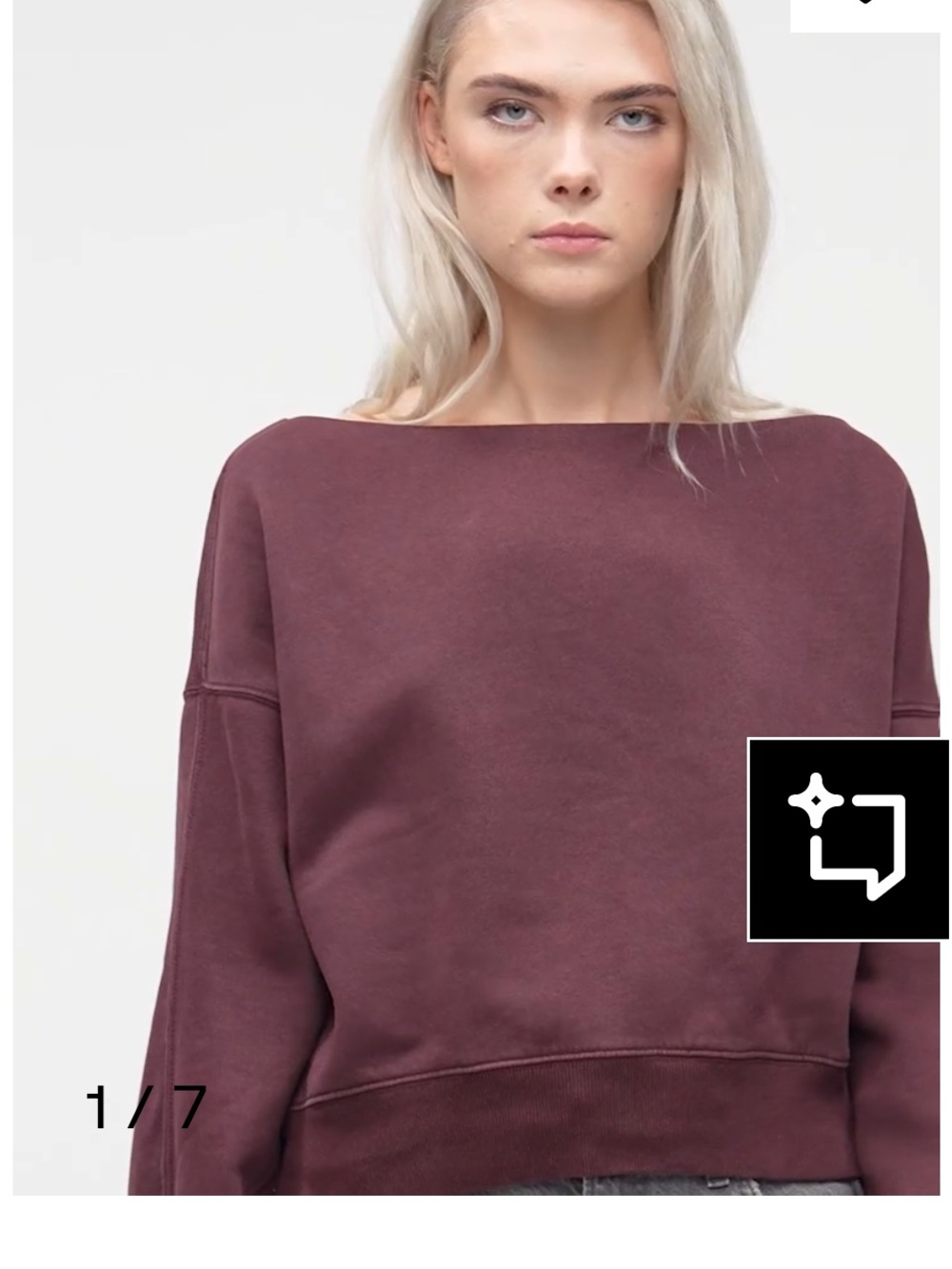 Abercrombie & Fitch Women's Maroon/Burgundy Boatneck Sweatshirt